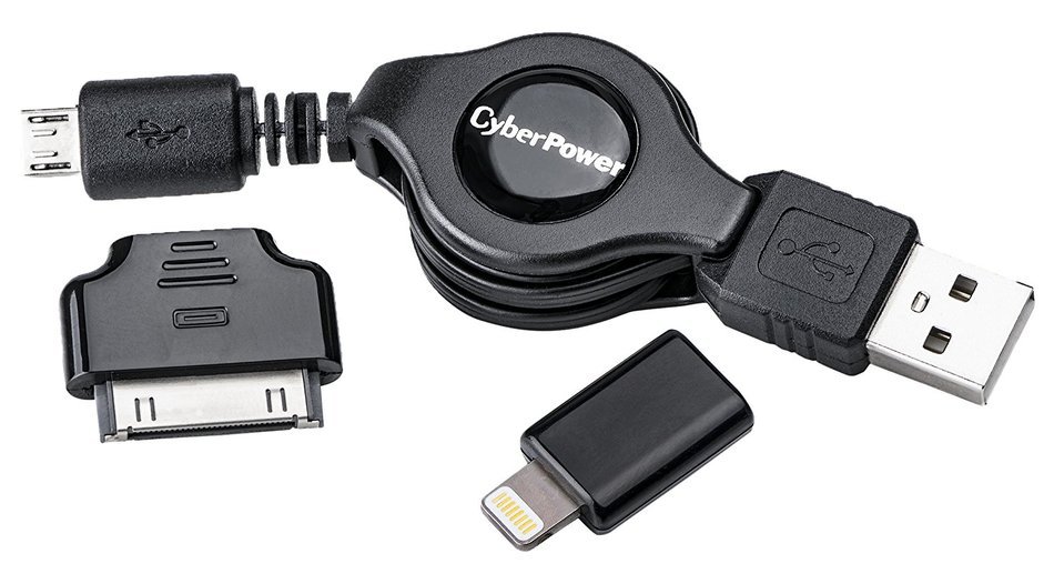 CyberPower CPU3RTAKT 2.5' Apple Certified Retractable Cable Kit, Black N3