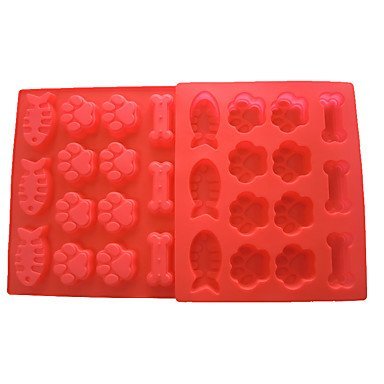 Y&XL&H 1Pcs Silicone Pets Dog Paws Bones Fish Baking Molds 14-cavity Mixed Food Grade Large Mats Trays N3