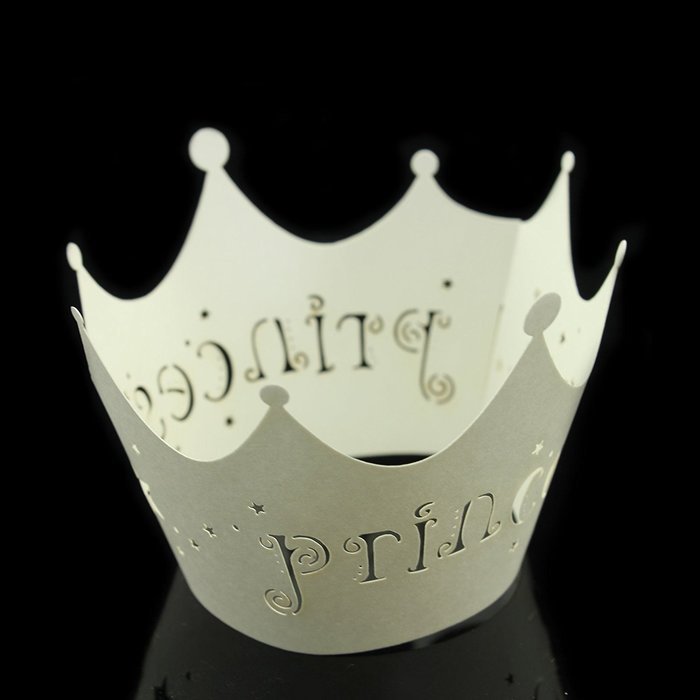 Bit Fly Princess Crown Baby Shower Birthday Party Laser Cut Celebration Decor Cupcake Wrapper Wraps Case (50pc... N20