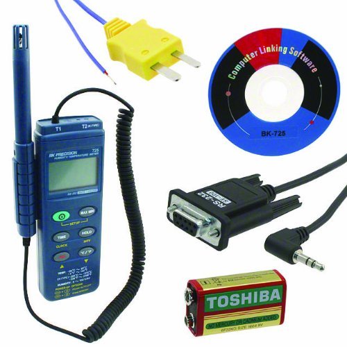 B&K Precision 725 Datalogging Humidity and Temperature Meter with Capacitance Humidity Sensor, 0-100% Relative...