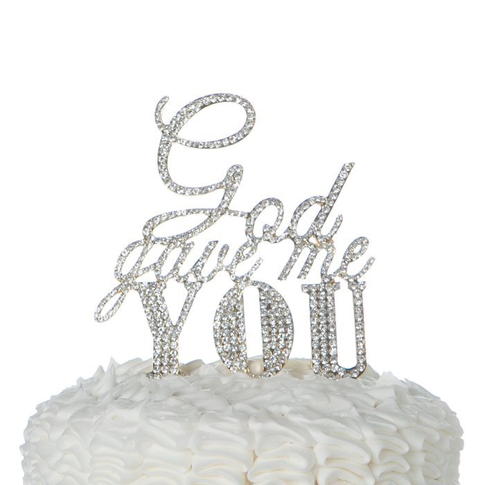 God Gave Me You Cake Topper for Wedding or Anniversary, Gold Party Decoration N4