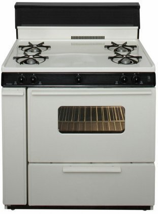 Premier SLK240TP Biscuit 36" Electronic Spark Gas Range with 3.9 Cu. Ft. Capacity Four Cooktop Burners 10" Tempered...