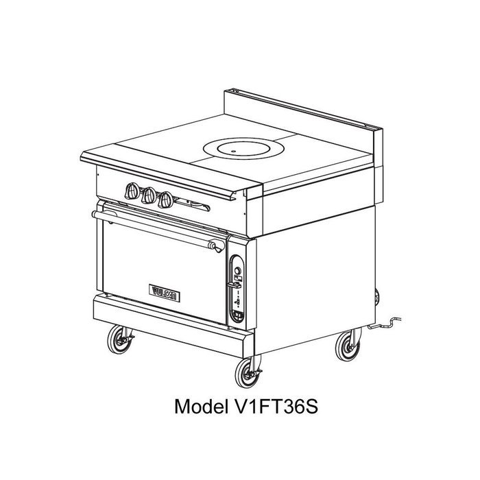 Vulcan V1FT36B V Series Heavy Duty Range gas 36" radial fin French top 45,000 BT