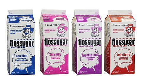 Cotton Candy Floss Sugar- Grape, Strawberry, Blue Raspberry, & Pink Vanilla-1/2 Gallon-Four Pack