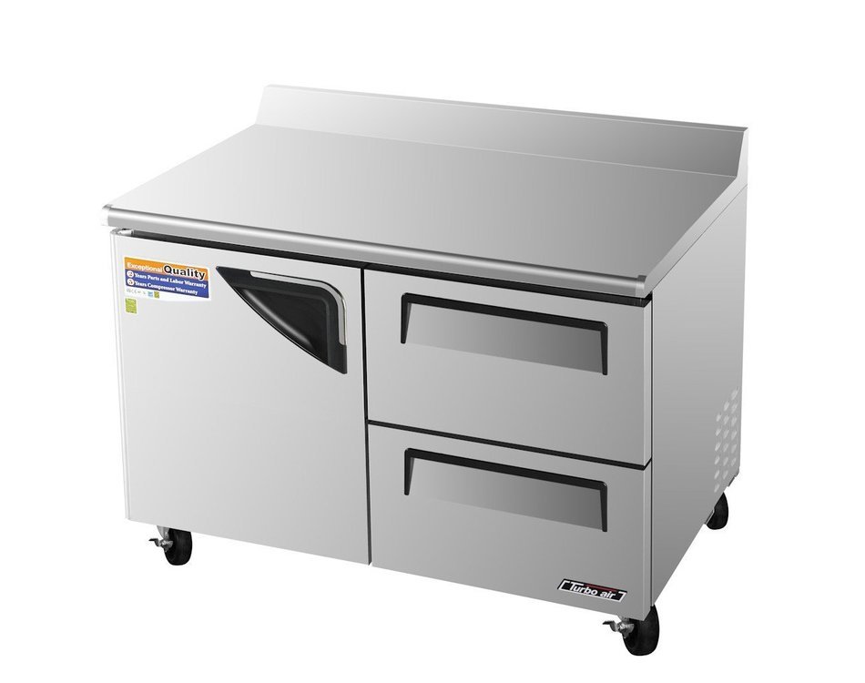 Turbo Air TWR48SDD2 12 cu. ft. Super Deluxe Series Worktop Refrigerator with Efficient Refrigeration System Hot...