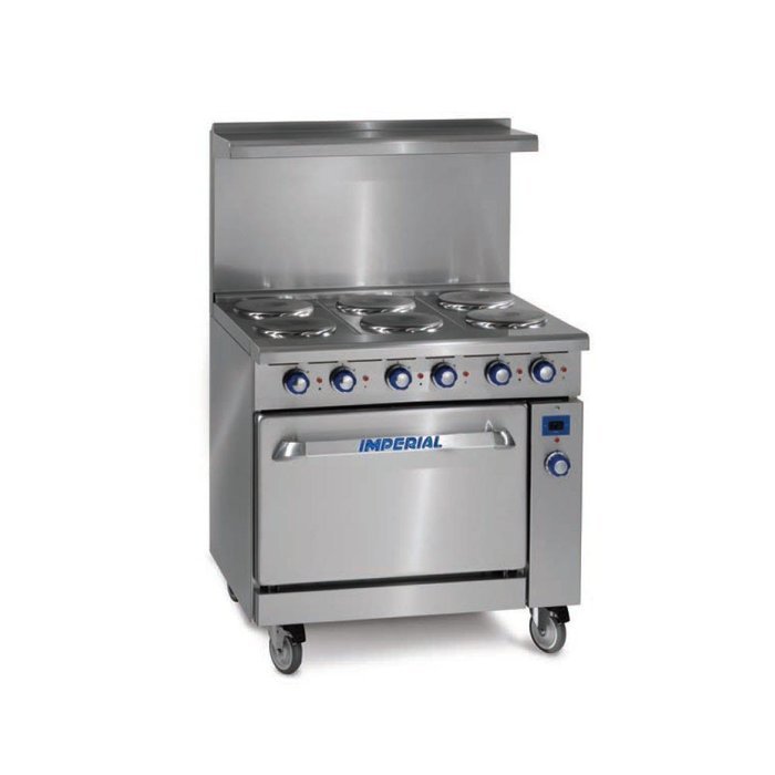 NEW IMPERIAL RANGE 36" ELECTRIC RANGE 6 ROUND PLATE ELEMENTS 26-1/2" OVEN IR-6-E