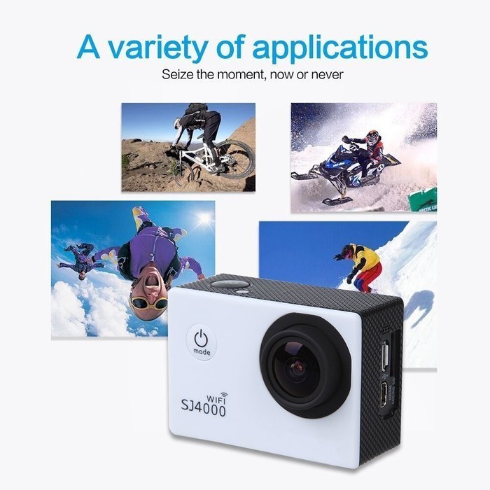 Mira-Tech Waterproof Action Camera 12MP 1080P HD with 2 Batteries and Free Accessories Kit (Wifi White) N3