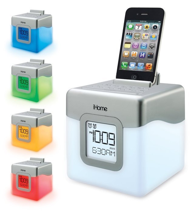iHome iHM28 Color Changing Alarm Clock FM Radio with USB Charging (Certified Refurbished) N2