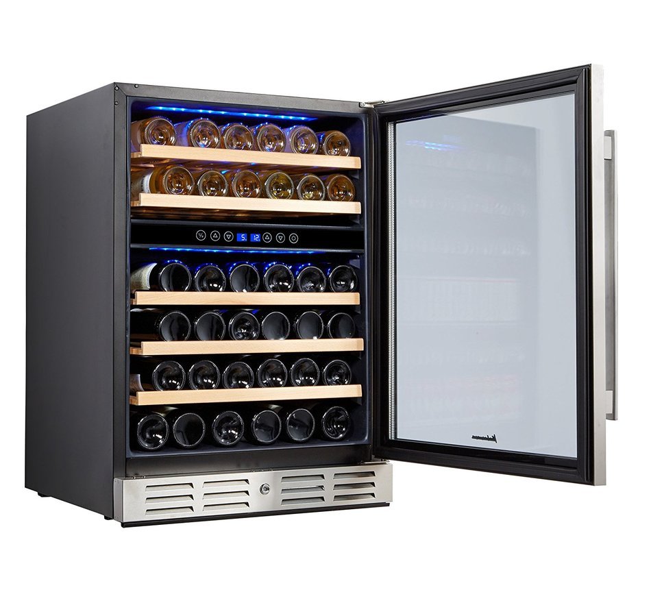 Kalamera 15'' Wine refrigerator 30 Bottle Built-in or Freestanding with Stainless Steel & Double-Layer Tempered...