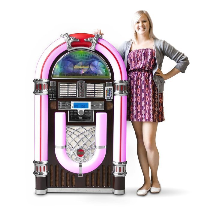 Electrohome Kinsman Jukebox with CD Player, FM Radio, USB & SD Playback and MP3 Input - EAJUK500 N8