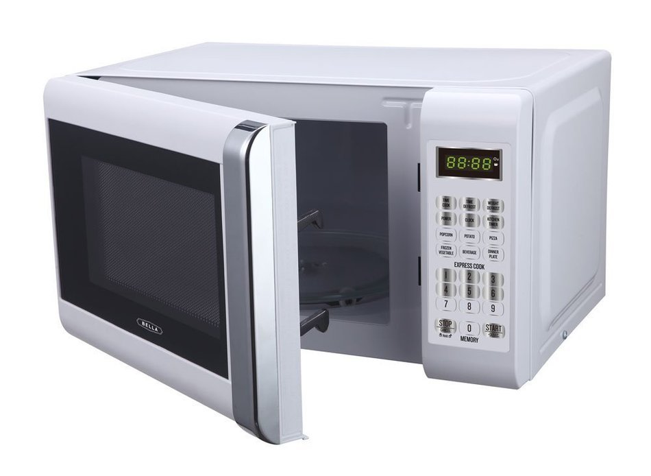 Bella 700-Watt Compact Microwave Oven, 0.7 Cubic Feet, White with Chrome N9