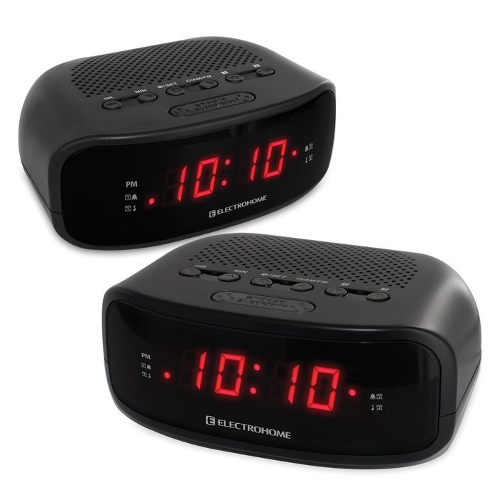 Electrohome EAAC200 Digital AM/FM Clock Radio with Battery Backup & Dual Alarm (2 Pack)