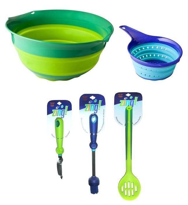 5 Pc Kitchen Ware Set with Collapsible Mixing Bowl & Colander