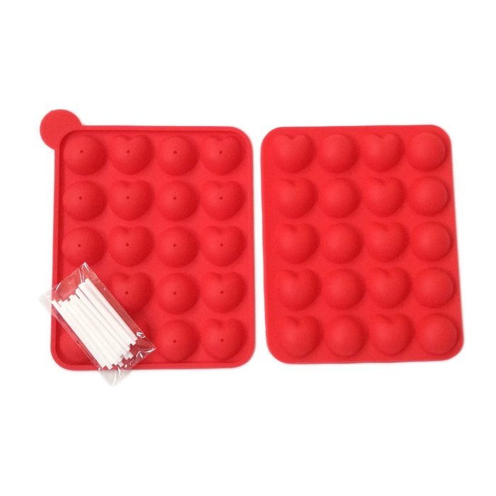 Cake Pop Silicone Tray Mother's Day Present Mold 20 Heart Shape and Lollipop Molds Sticks Included N5
