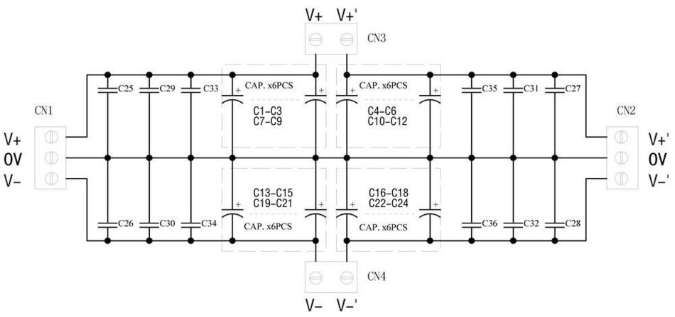 Electronics-Salon 1PCS Capacitor Filter Bare PCB, Support 24pcs D22mm Electrolytic Capacitors. N6