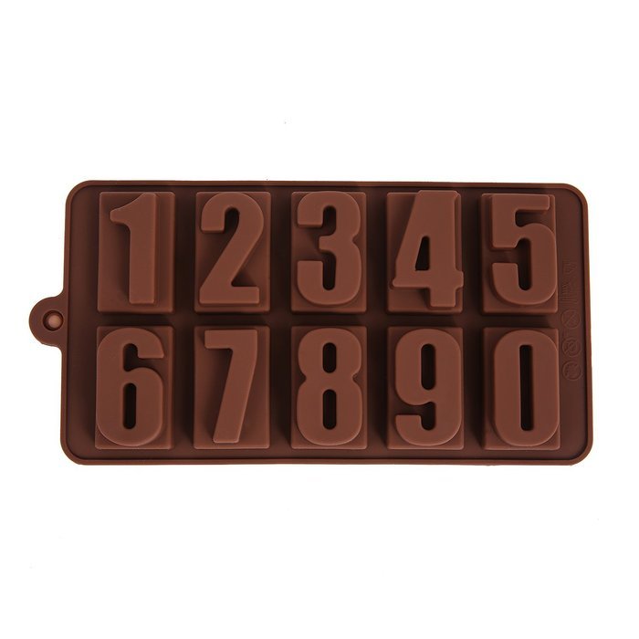 Crazy Egg 10-cavity Silicone Kids Entertaining and Educational Arabic Numbers Baking Mold N3