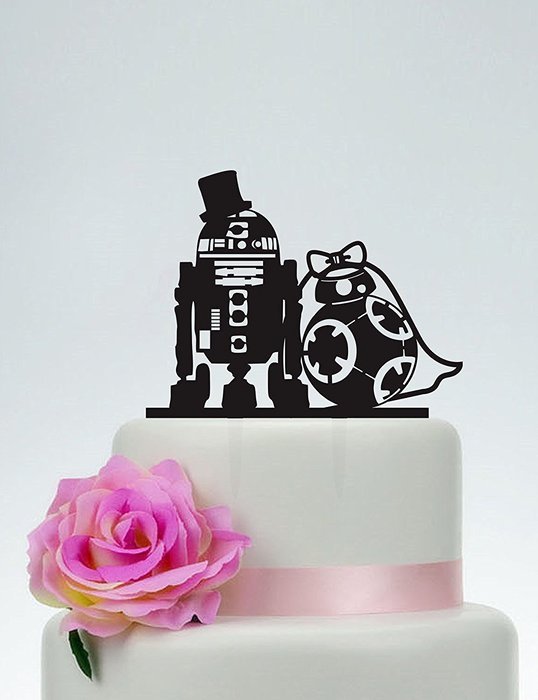 Wedding Cake Topper,Star Wars Cake Topper,R2D2 & Bb8 cake topper, Acrylic Custom Cake Topper,Love Cake Topper,...