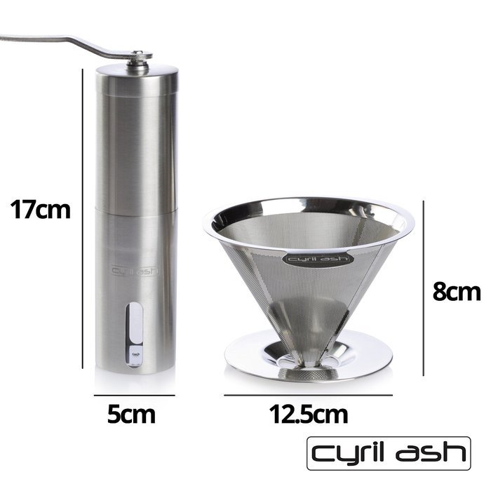 Cyril Ash Reusable Burr Manual Coffee Grinder and Pour Over Coffee Maker N3