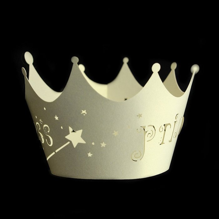 Bit Fly Princess Crown Baby Shower Birthday Party Laser Cut Celebration Decor Cupcake Wrapper Wraps Case (50pc... N21