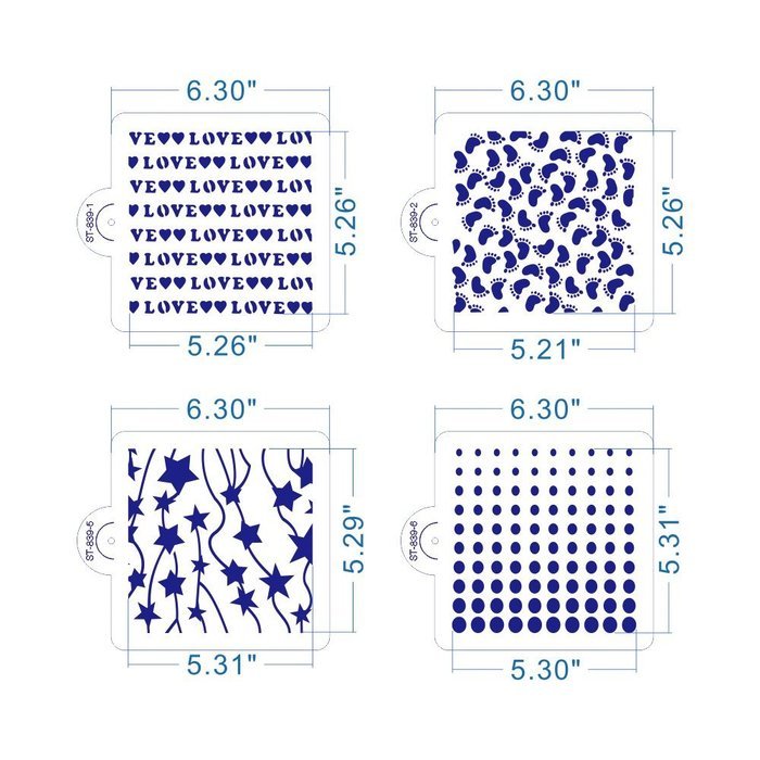 ART Kitchenware 8pcs/set Dolphins/Dots/Wall/Footprint Pattern Stencil Set for Cake Decorating,Stencil for Cake... N3