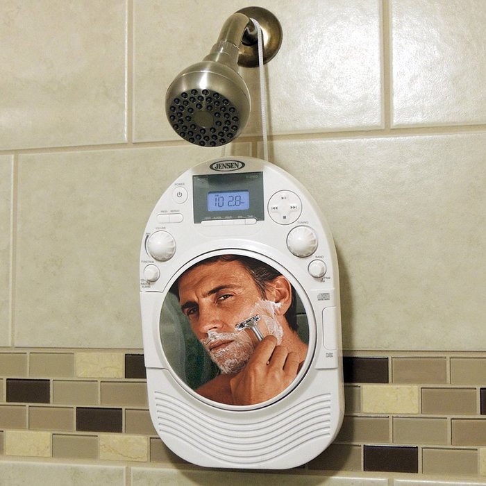 Stereo Shower Radio & CD Player W/ Mirror Fog Resistant Waterproof Speakers N2