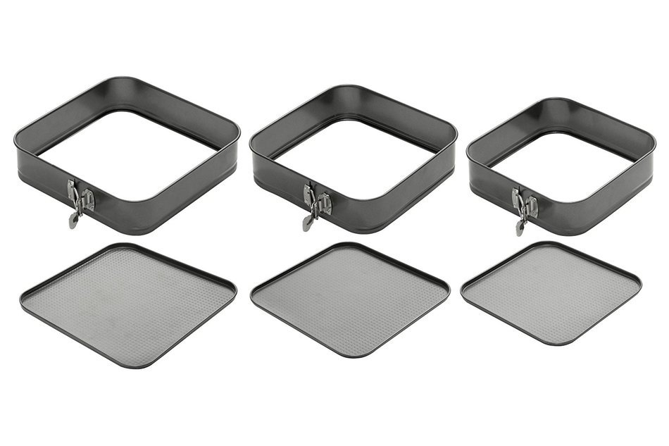 0.4mm Set Of 3 Spring Form Non-stick Square Cake Tins