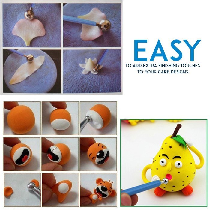 Pro Cake Tool | Incredible 4pcs Double Ended Cake Decoration/Sculpting Tool | Comfort Steady Easy Grip | Suitable... N6