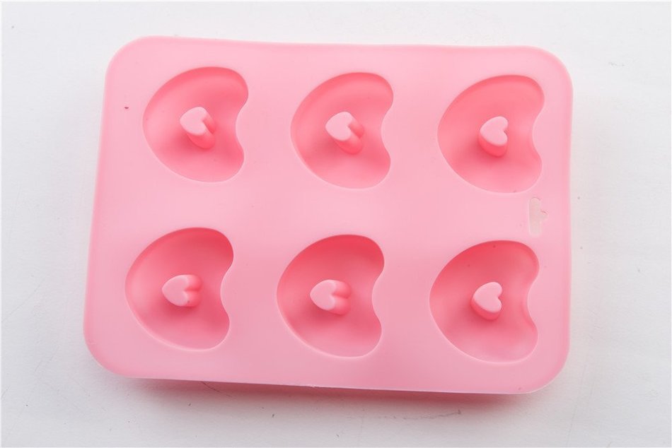 6 Cavity Love Heart Handmade DIY Cake Cookie Ice Mold Soap Making Mould N4