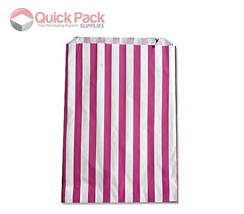 100 - STRIPED CANDY PAPER BAGS FOR SWEET FAVOUR BUFFET WEDDING CAKE GIFT SHOP (Gold) N3