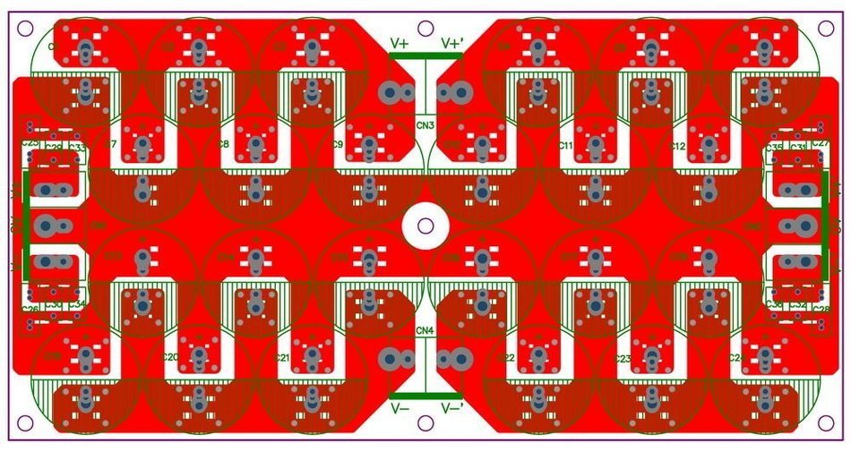Electronics-Salon 1PCS Capacitor Filter Bare PCB, Support 24pcs D22mm Electrolytic Capacitors. N8