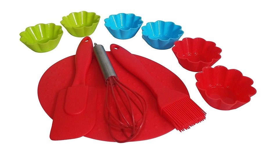 Kids 10 Pc Silicone Cupcake Baking Set N4