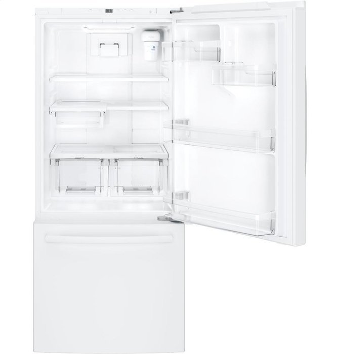 GE White Bottom Freezer Refrigerator N9
