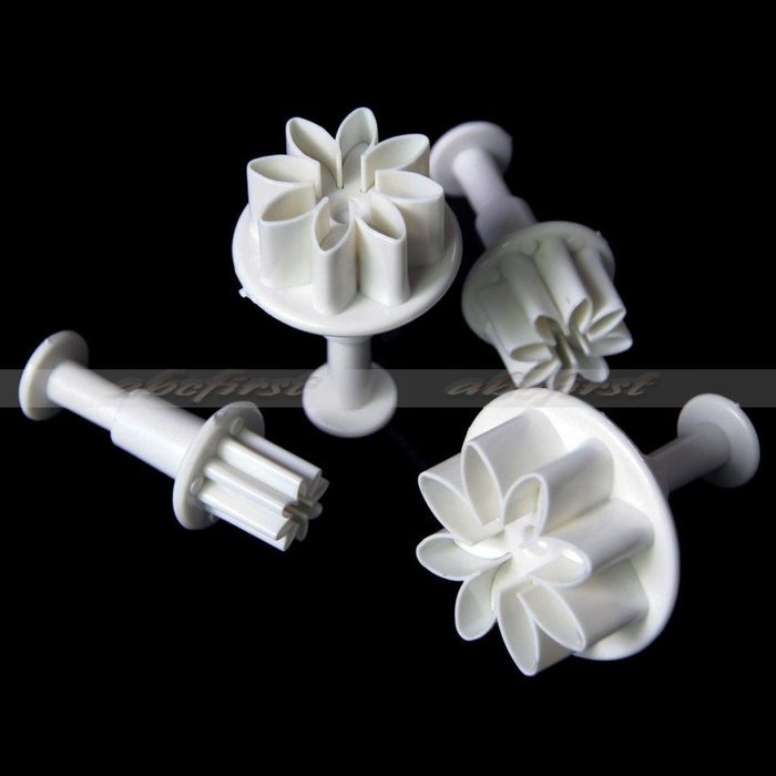 Generic 4Pcs/Set Daisy Flower DIY Cake Plunger Fondant Cutter Decorating Sugarcraft Mold Paste Moulds(White) N3