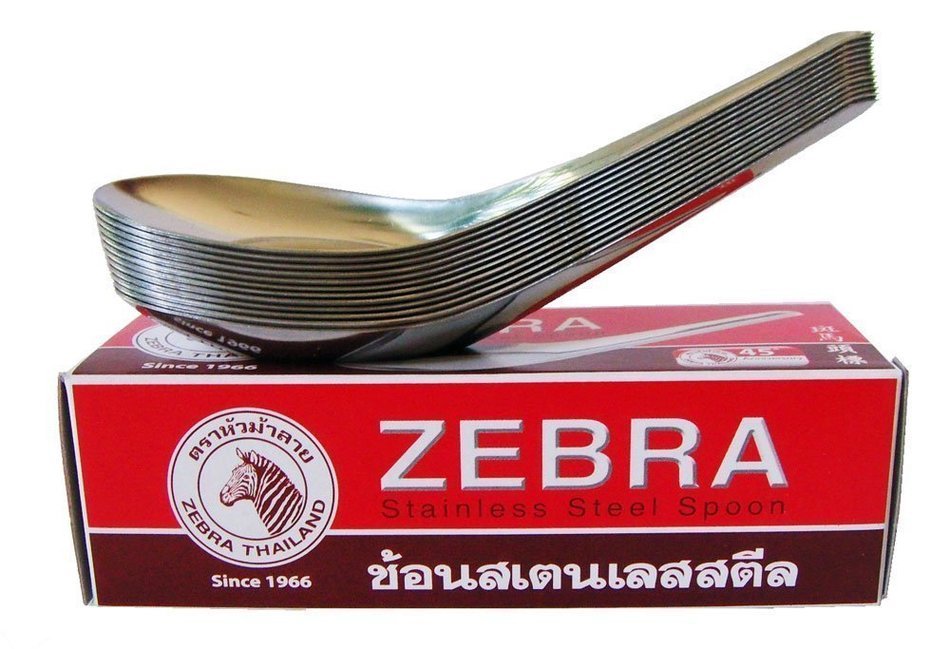 Zebra Spoon Pack of 24 Zebra Thai Chinese Asian Stainless Steel Rice Soup Spoons High Quality (2, A)