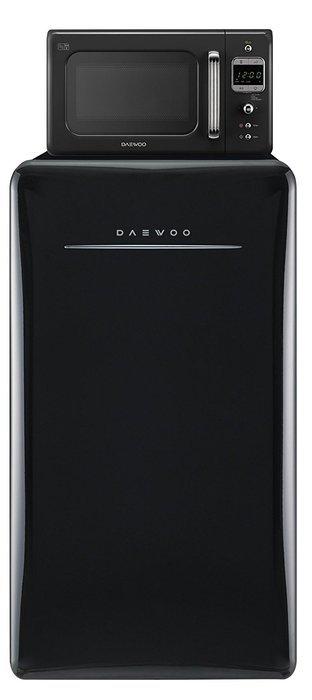 Daewoo Retro Compact Refrigerator 4.4 Cu Ft, Piano Black