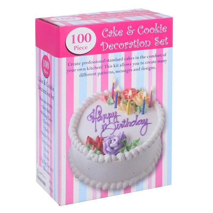 Safstar 100 Piece Set Birthday Wedding Cake Cupcake Cookie Decorating Craft Design Kit for Kids and Beginners N3