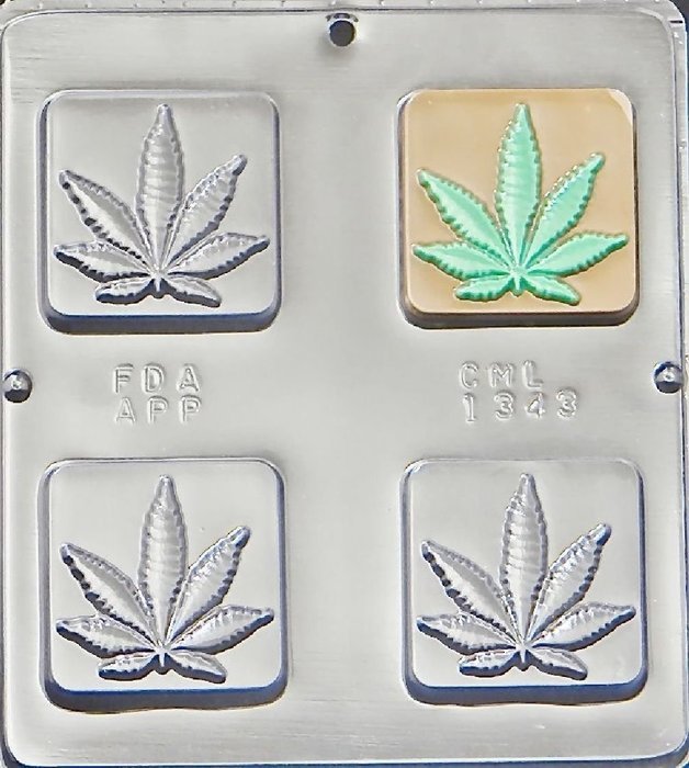 Marijuana Leaf Pot Leaf Square Bar Chocolate Candy Mold 1343