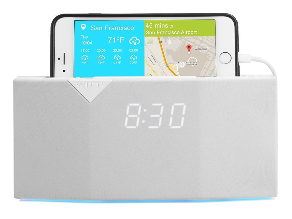 WITTI Design BEDDI Smart Radio Alarm Clock Speaker with Smart Home Integration, Black N4