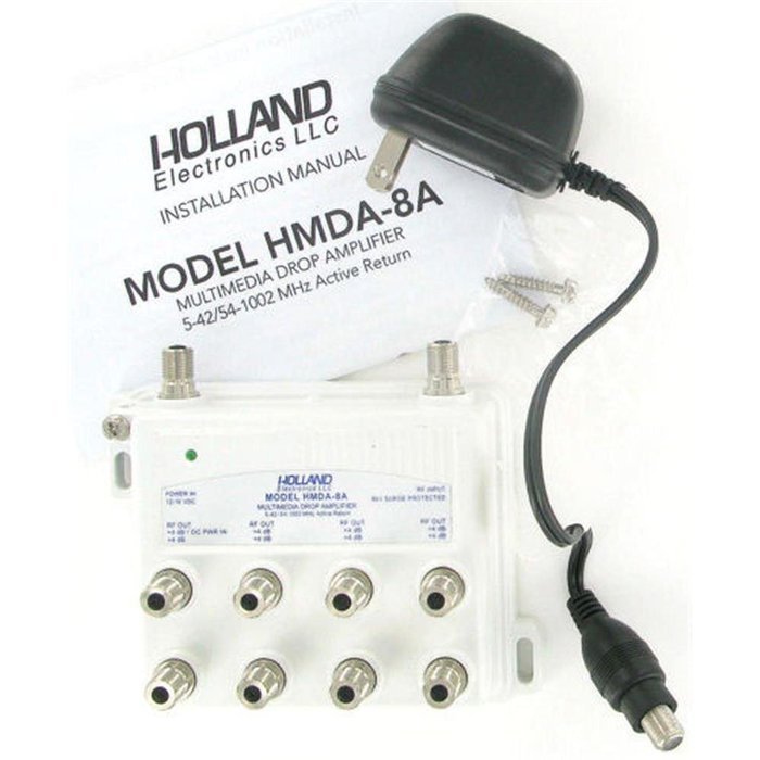 Multimedia CATV 8 Way Drop Amplifier w/ Active Return