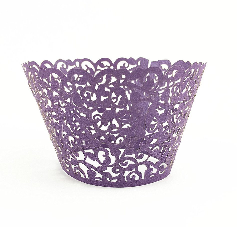Yansanido 12 set pink Filigree Artistic Bake Little Vine Lace Laser Cut Cupcake Wrapper Cup Muffin Case Trays... N20