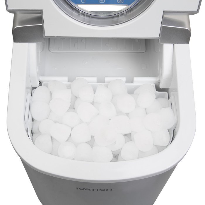 Ivation IVA-ICEM15SIL Portable Ice Maker with Easy-Touch Buttons for Digital Operation, Silver N7