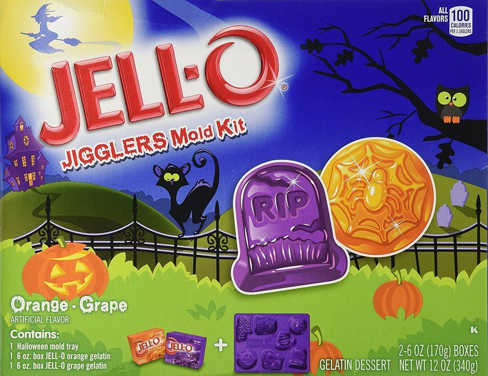 JELL-O Jigglers Halloween Mold Kit, Orange and Grape, 12 Ounce N31