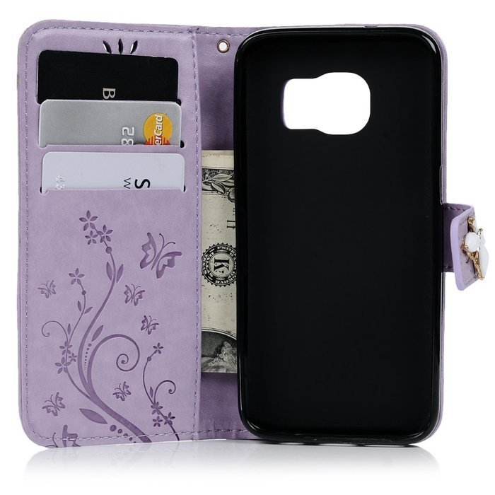 S7 Case,Samsung Galaxy S7 Case - Mavis's Diary 3D Handmade Wallet Bling Crystal Diamonds Butterfly Embossed Flowers...
