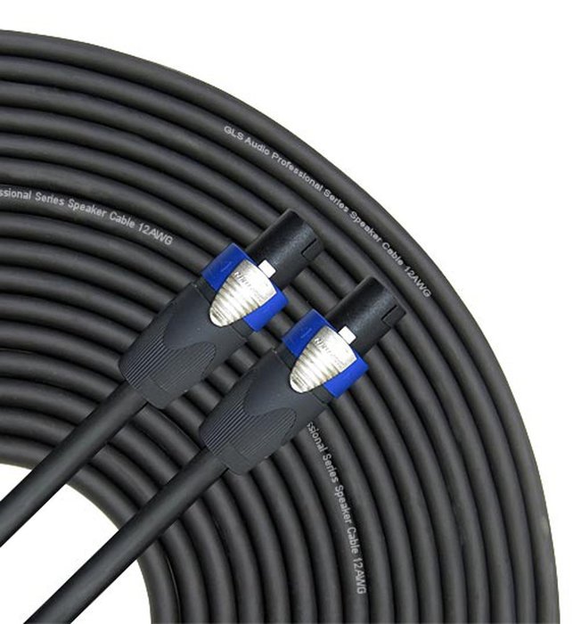 GLS Audio 50 feet Speaker Cable 12AWG 4 Conductor Patch Cords for Bi-Amp - 50 ft Speakon to Speakon Professional...
