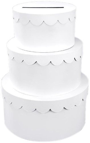 Darice 2849-57, 3-Stacked Primed Paper Mache Cake Box, White