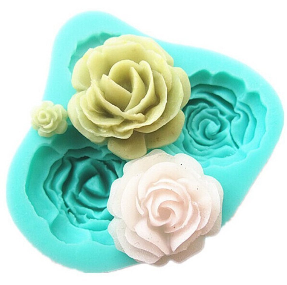 Yingwei 4 size green rose flower candy molds chocolate molds silicone