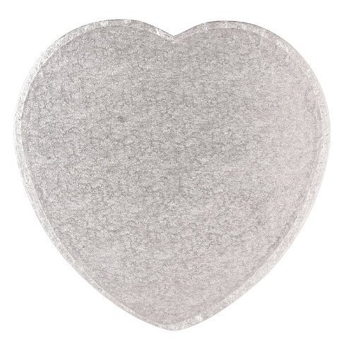 Heart Shaped Cake Board - Silver 12inch