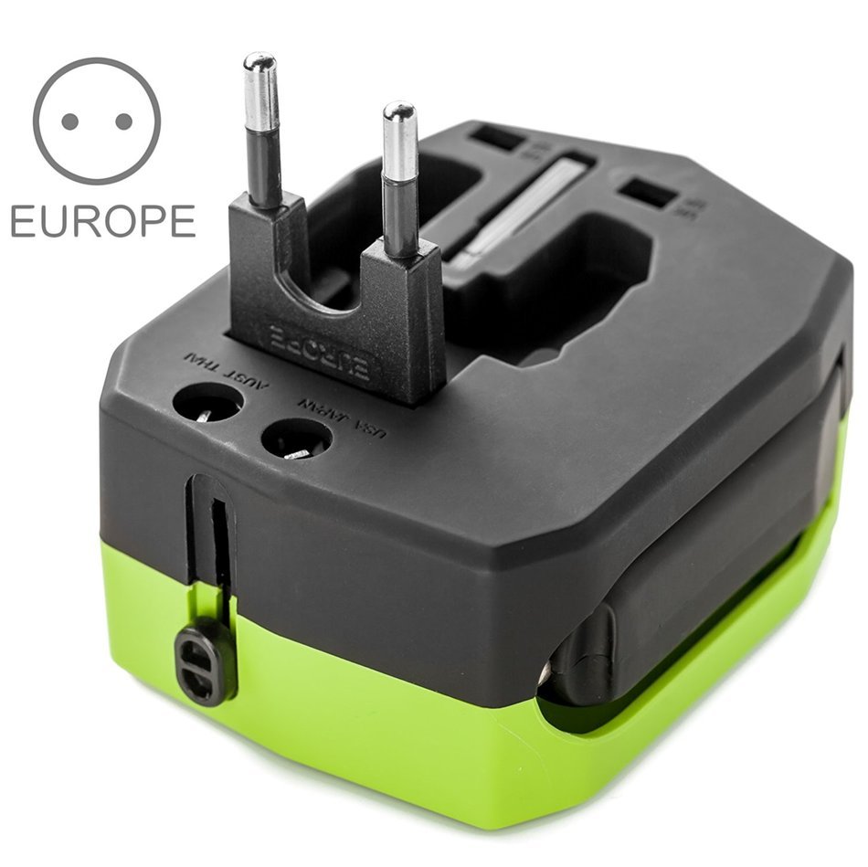 Yubi Power Dual Outlet Travel Adapter with 2 Universal Outlets - Built In Surge Protector and Neon Light Indicator... N23