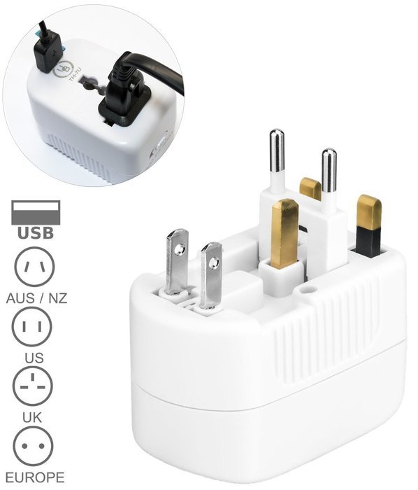 Yubi Power Dual Outlet Travel Adapter with 2 Universal Outlets - Built In Surge Protector and Neon Light Indicator... N24
