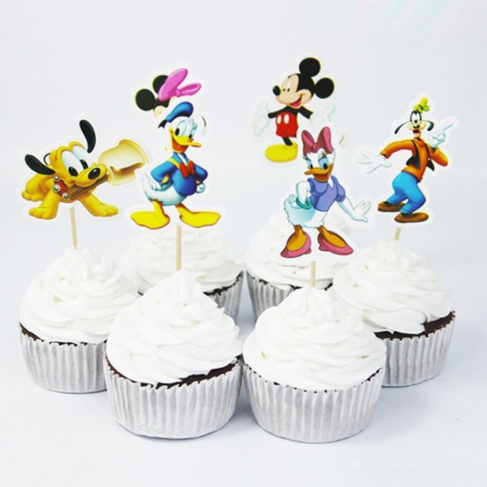 Winrase&reg; Pack of 24 Cute Mickey Minnie Kids Party Decoration Paper Cupcake Toppers (Mickey Minnie Donald Duck) N2